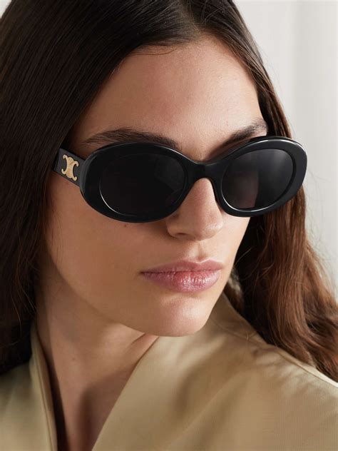 celine sunglasses triomphe 06|Celine Triomphe Acetate Oval Sunglasses .